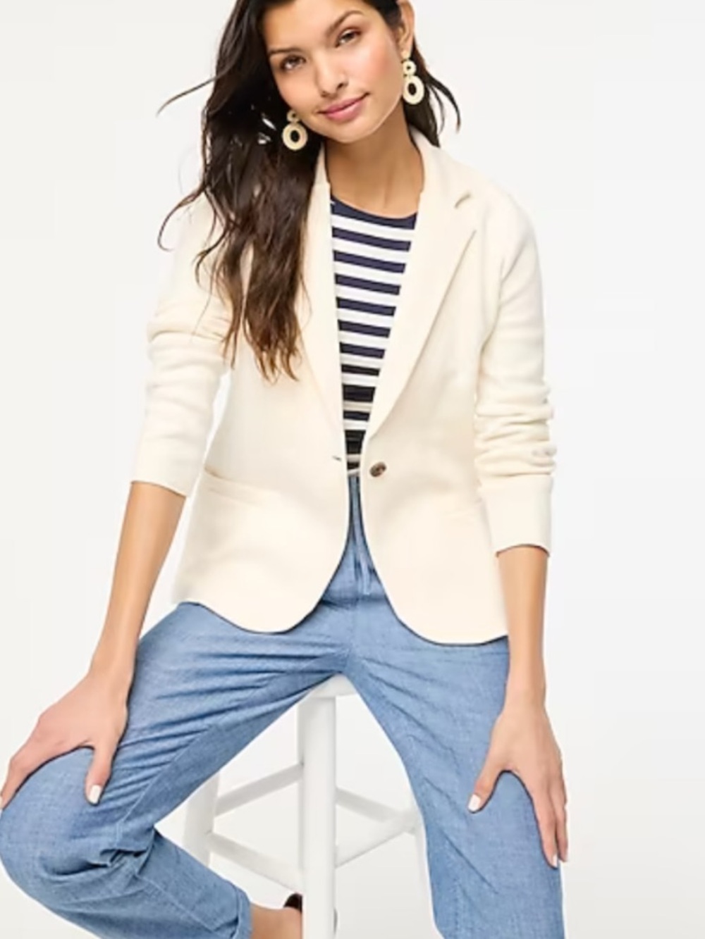 J Crew Schoolboy Sweater Blazer in Ivory/Off-White size small